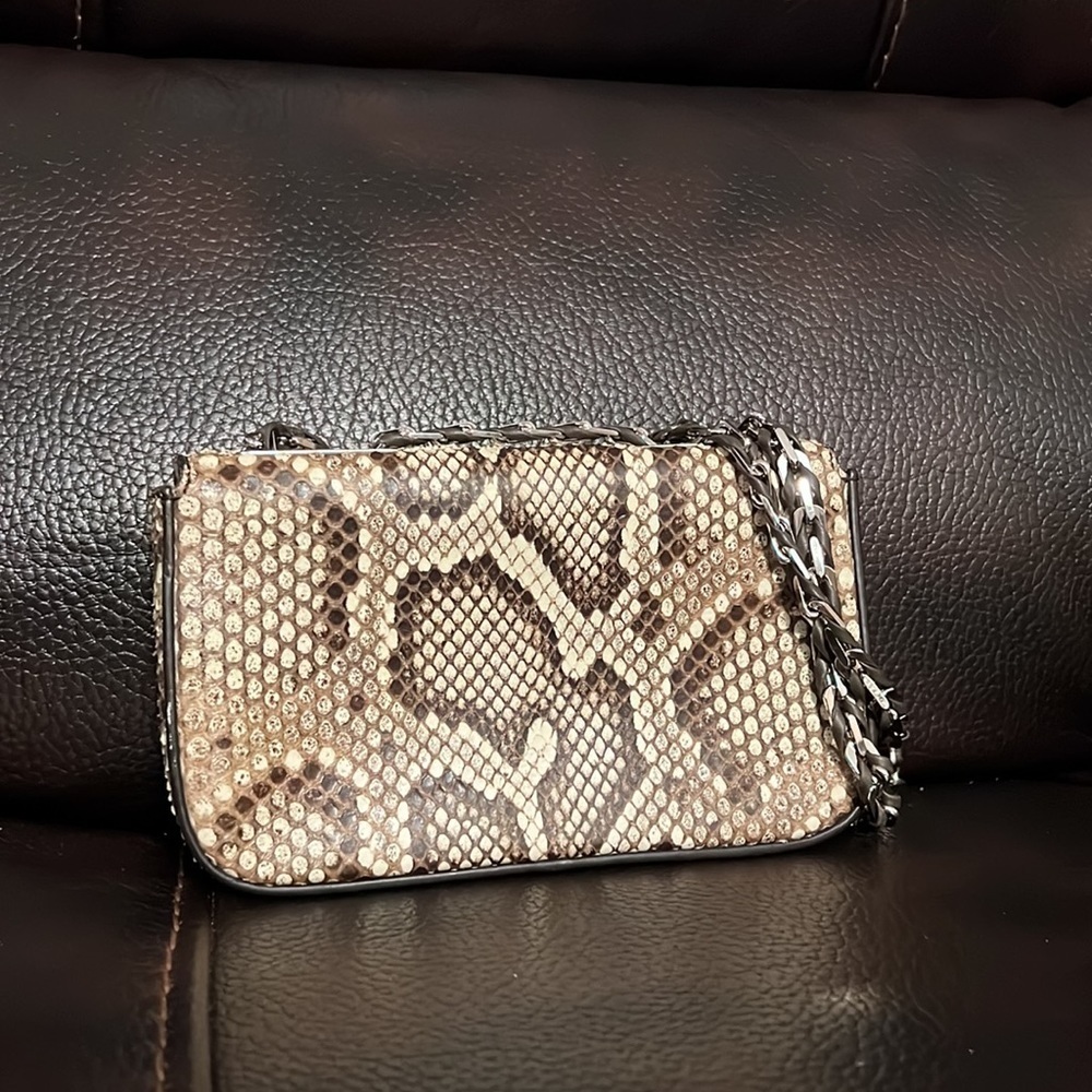 Fendi 3baguette Small Python Leather Chained Cros… - image 4
